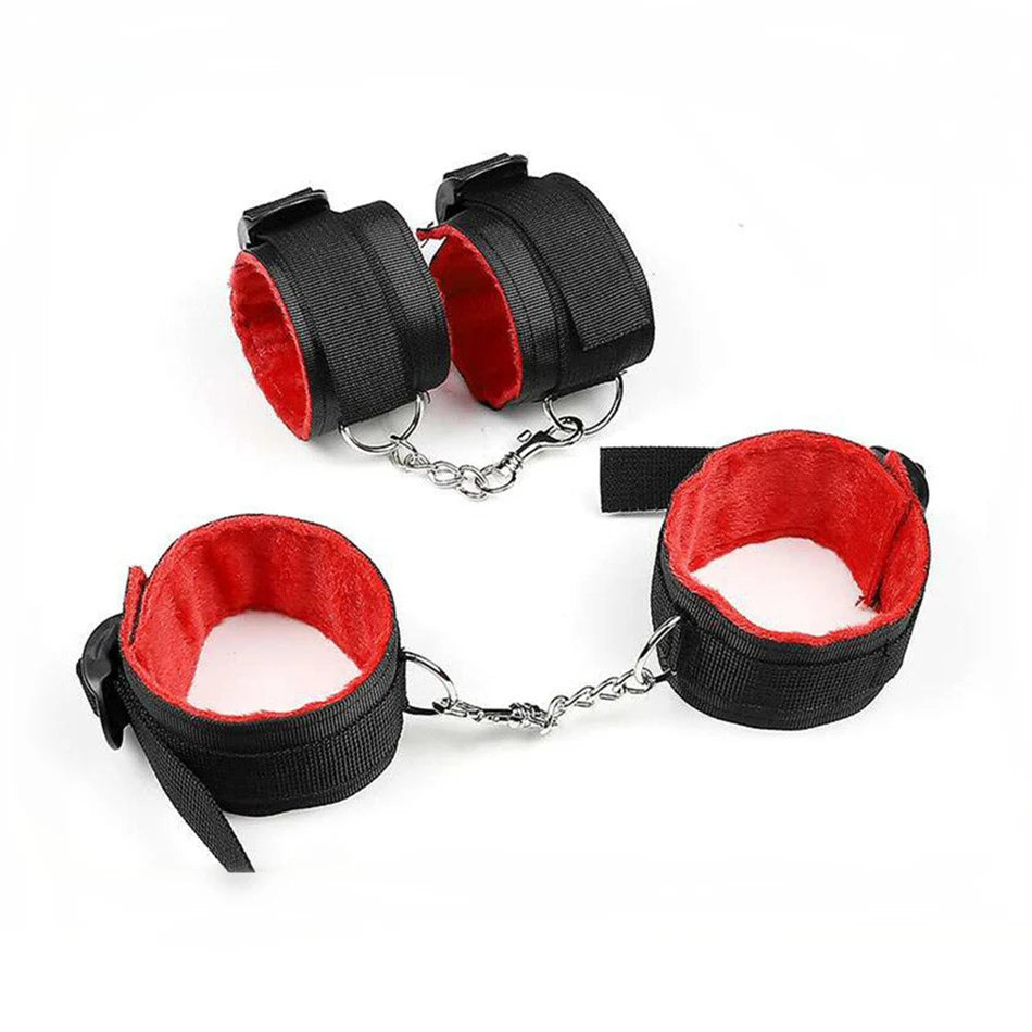 Exotic Accessories Nylon Sex Bondage Set Sexy Lingerie Handcuffs Whip Rope Anal Vibrator Adult Sex Toy for Couples