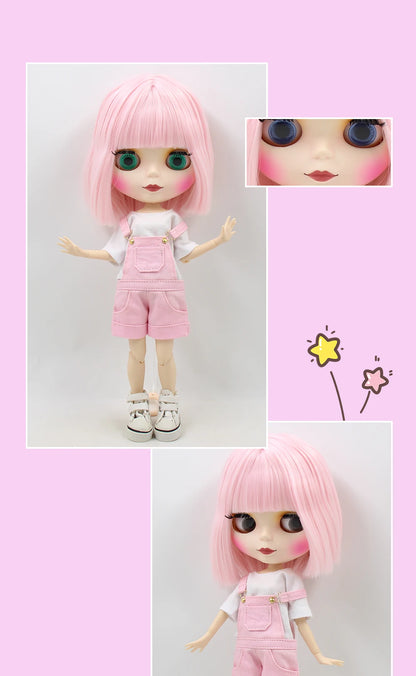 ICY DBS Blyth Doll short pink hair matte face joint body white skin long hair 1/6 bjd anime toy