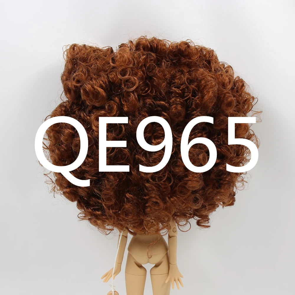 DBS blyth doll icy RBL scalp wigs for doll curly hair without bangs for DIY custom doll anime brown hair black hair white skin
