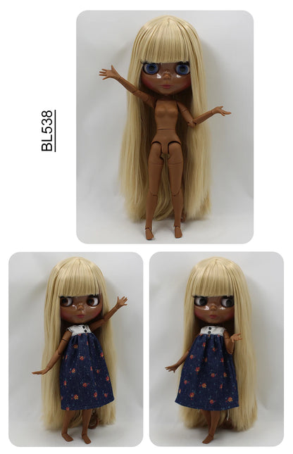 ICY DBS blyth doll super black skin joint body shiny face 30cm anime nude doll toy doll girls gift African American skin tone