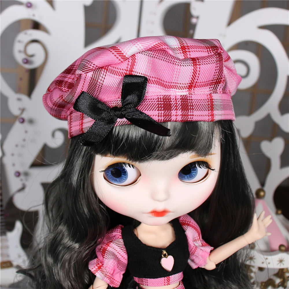 ICY DBS Blyth doll clothes pink dress Berets Plaid skirt anime suit cool outfits cosplay girl