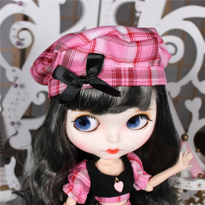 ICY DBS Blyth doll clothes pink dress Berets Plaid skirt anime suit cool outfits cosplay girl