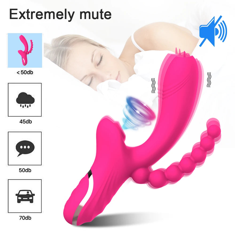 3 In 1 Clit Sucker Vagina Sucking Vibrator Clitoris Stimulator Blowjob Oral Nipple Sex Toys for Adults 18 Women Products