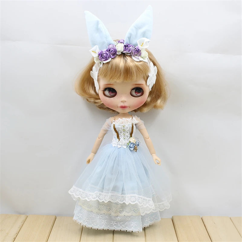 ICY DBS Blyth doll licca toy clothes lace wedding dress rabbit headdress anime bunny suit girls gift