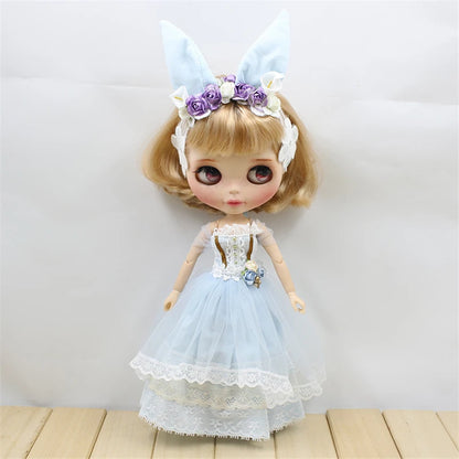 ICY DBS Blyth doll licca toy clothes lace wedding dress rabbit headdress anime bunny suit girls gift