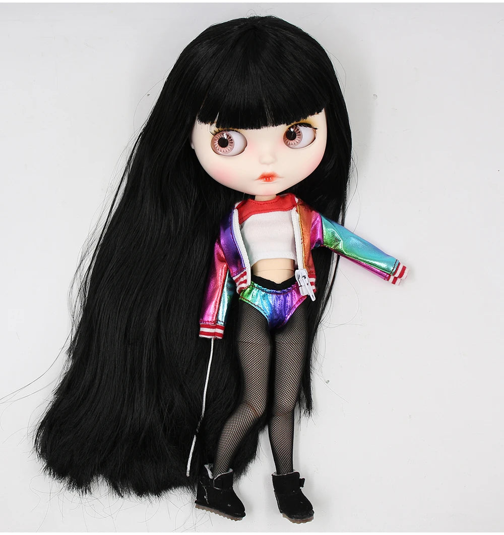 ICY DBS blyth doll 1/6 bjd white skin joint body black hair matte face eyebrows custom doll 30cm toy anime girls gift