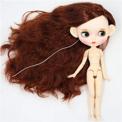ICY factory blyth doll 1/6 bjd white skin joint body red brown hair matte face Carved lips with eyebrow anime 30cm girls