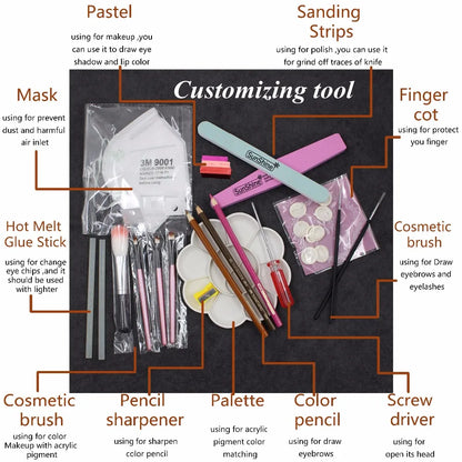 DBS icy Blyth doll bjd Customizing tools Palette paint brush pen makeup DIY doll face