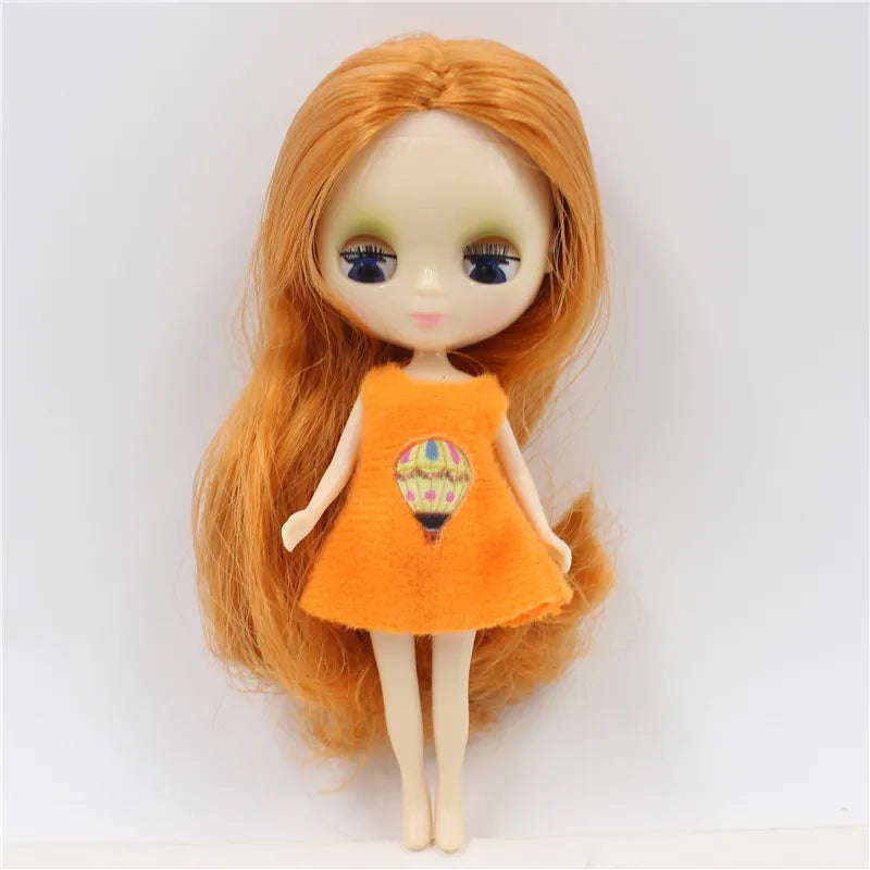 DBS blyth mini doll 10CM toy nude doll colorful long hair shiny face anime girls gift