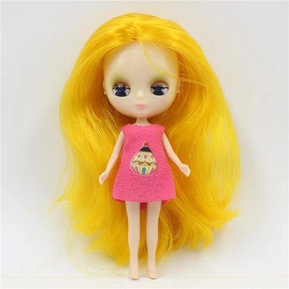 DBS blyth mini doll 10CM toy nude doll colorful long hair shiny face anime girls gift