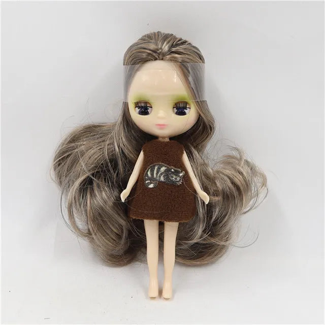 DBS blyth mini doll 10CM BJD normal body doll long hair 10cm toy anime random dress as a gift