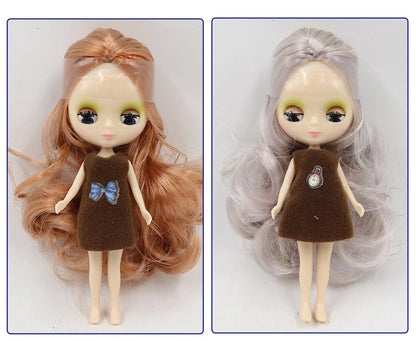 DBS blyth mini doll 10CM BJD normal body doll long hair 10cm toy anime random dress as a gift