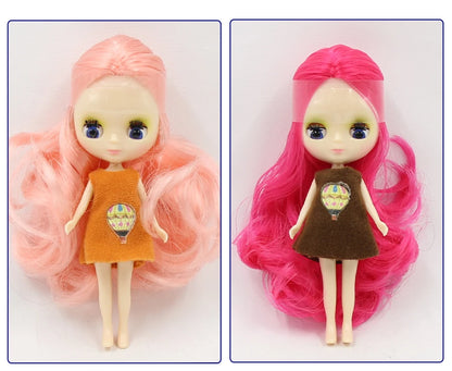 DBS blyth mini doll 10CM BJD normal body doll long hair 10cm toy anime random dress as a gift