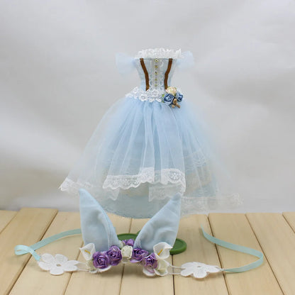 ICY DBS Blyth doll licca toy clothes lace wedding dress rabbit headdress anime bunny suit girls gift