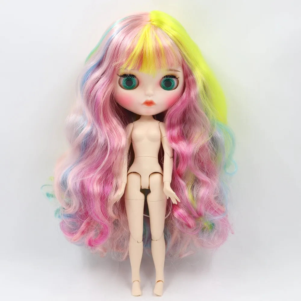 ICY DBS blyth doll 1/6 bjd white skin joint body matte face Carved lips with eyebrows anime custom doll 30cm toy girls
