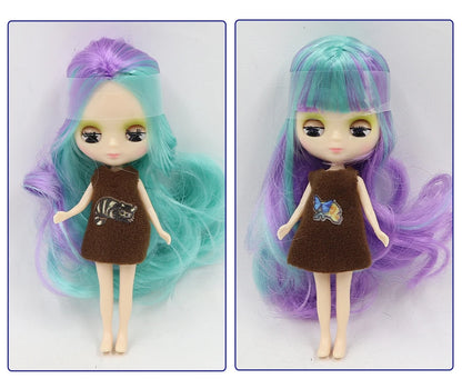 DBS blyth mini doll 10CM BJD normal body doll cute girls gift anime toy random dress