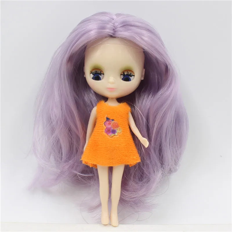 DBS blyth mini doll 10CM toy nude doll colorful long hair shiny face anime girls gift