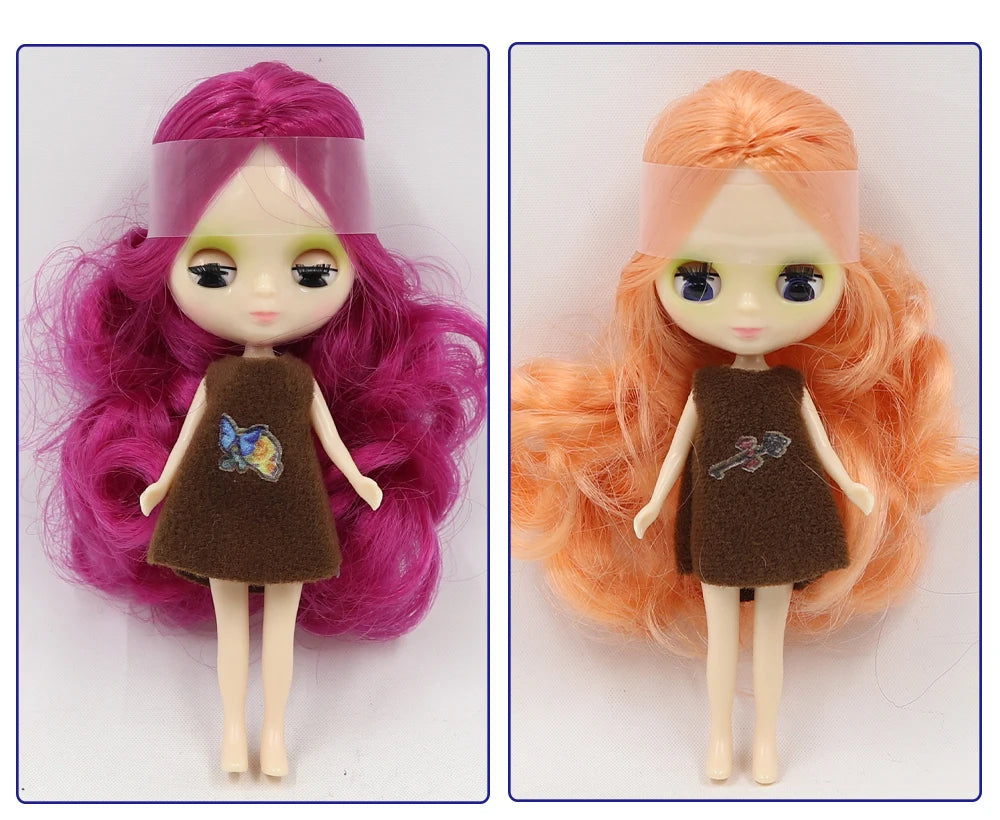 DBS blyth mini doll 10CM BJD normal body doll long hair 10cm toy anime random dress as a gift