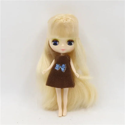 DBS blyth mini doll 10CM BJD normal body doll cute girls gift anime toy random dress