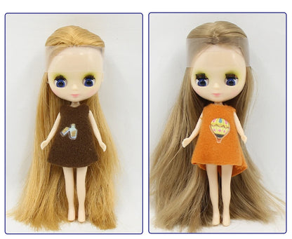 DBS blyth mini doll 10CM BJD normal body doll long hair 10cm toy anime random dress as a gift