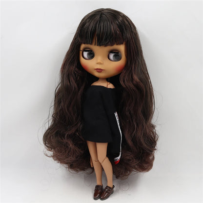 ICY DBS Blyth doll 1/6 bjd black mix brown hair joint body 30cm doll custom doll DIY anime girls