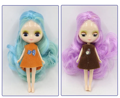 DBS blyth mini doll 10CM BJD normal body doll long hair 10cm toy anime random dress as a gift