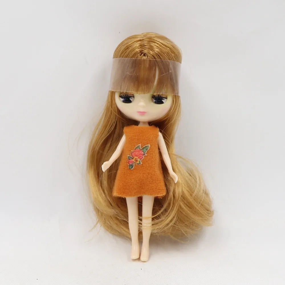 DBS blyth mini doll 10CM BJD normal body doll long hair 10cm toy anime random dress as a gift