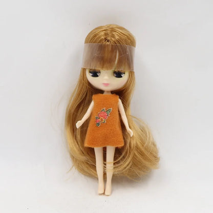 DBS blyth mini doll 10CM BJD normal body doll long hair 10cm toy anime random dress as a gift