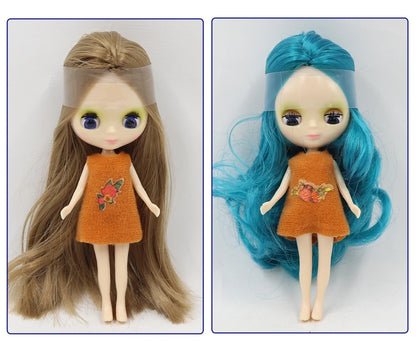 DBS blyth mini doll 10CM BJD normal body doll long hair 10cm toy anime random dress as a gift