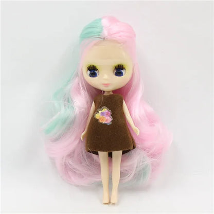 DBS blyth mini doll 10CM BJD normal body doll long hair 10cm toy anime random dress as a gift