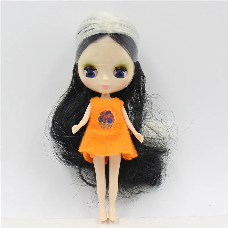 DBS blyth mini doll 10CM toy nude doll colorful long hair shiny face anime girls gift