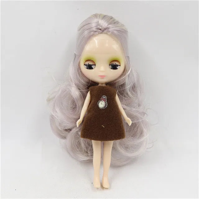 DBS blyth mini doll 10CM BJD normal body doll long hair 10cm toy anime random dress as a gift