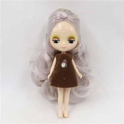 DBS blyth mini doll 10CM BJD normal body doll long hair 10cm toy anime random dress as a gift