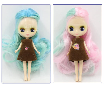 DBS blyth mini doll 10CM BJD normal body doll long hair 10cm toy anime random dress as a gift
