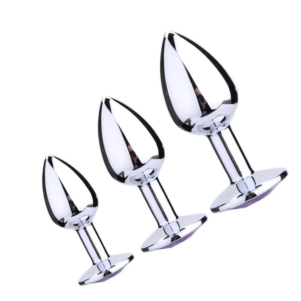 Metal Anal Plug  Jewel Decoration Butt Beads Sex Prostate Massager Anus Toys For Women and Man Couple Gay 3 Size