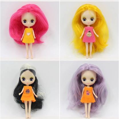 DBS blyth mini doll 10CM toy nude doll colorful long hair shiny face anime girls gift