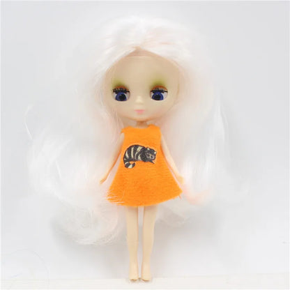 DBS blyth mini doll 10CM toy nude doll colorful long hair shiny face anime girls gift