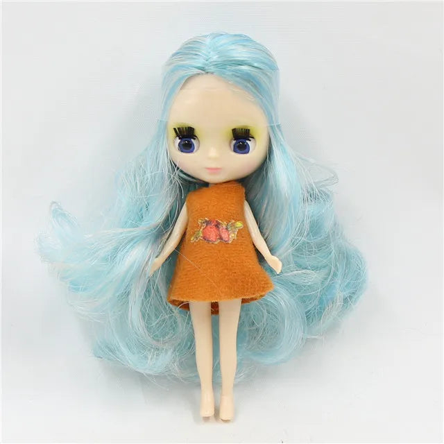DBS blyth mini doll 10CM BJD normal body doll long hair 10cm toy anime random dress as a gift