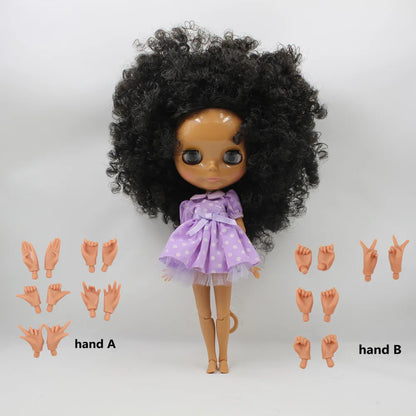ICY DBS Blyth doll afro hair black hair dark skin joint body 1/6 bjd 30cm toy girls