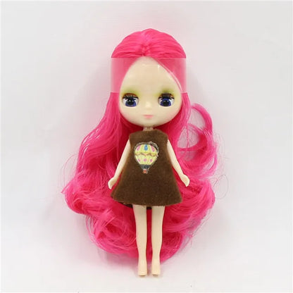 DBS blyth mini doll 10CM BJD normal body doll long hair 10cm toy anime random dress as a gift