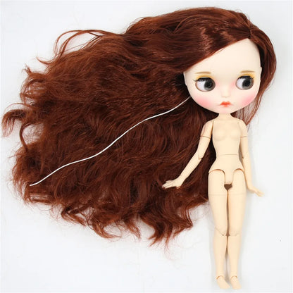 ICY factory blyth doll 1/6 bjd white skin joint body red brown hair matte face Carved lips with eyebrow anime 30cm girls
