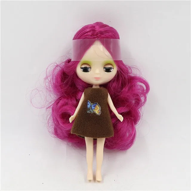 DBS blyth mini doll 10CM BJD normal body doll long hair 10cm toy anime random dress as a gift