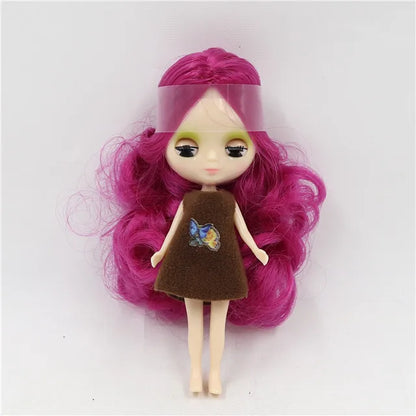 DBS blyth mini doll 10CM BJD normal body doll long hair 10cm toy anime random dress as a gift