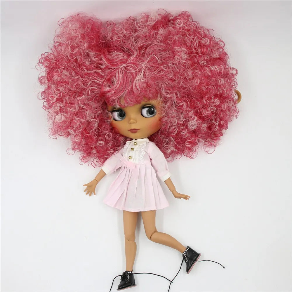 ICY DBS Blyth Doll 1/6 bjd joint body dark skin white skin matte face afro curly hair 30cm toy anime girls gift