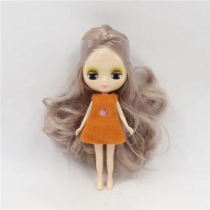 DBS blyth mini doll 10CM BJD normal body doll long hair 10cm toy anime random dress as a gift