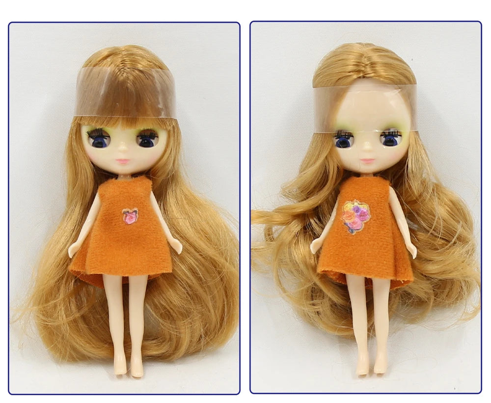 DBS blyth mini doll 10CM BJD normal body doll long hair 10cm toy anime random dress as a gift