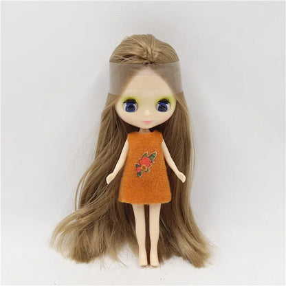 DBS blyth mini doll 10CM BJD normal body doll long hair 10cm toy anime random dress as a gift