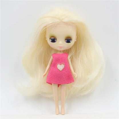 DBS blyth mini doll 10CM toy nude doll colorful long hair shiny face anime girls gift
