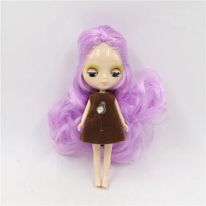 DBS blyth mini doll 10CM BJD normal body doll long hair 10cm toy anime random dress as a gift