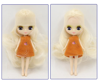 DBS blyth mini doll 10CM BJD normal body doll cute girls gift anime toy random dress